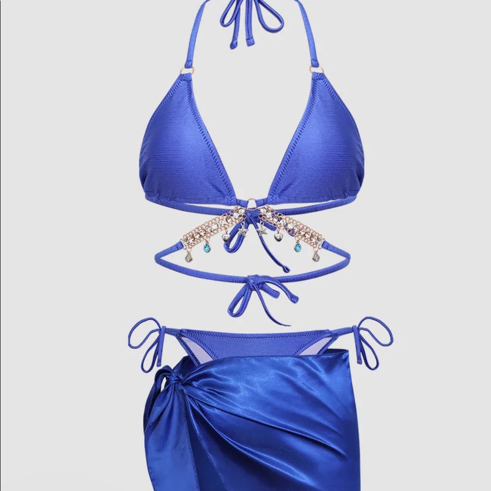 Blue Bikini with cover up